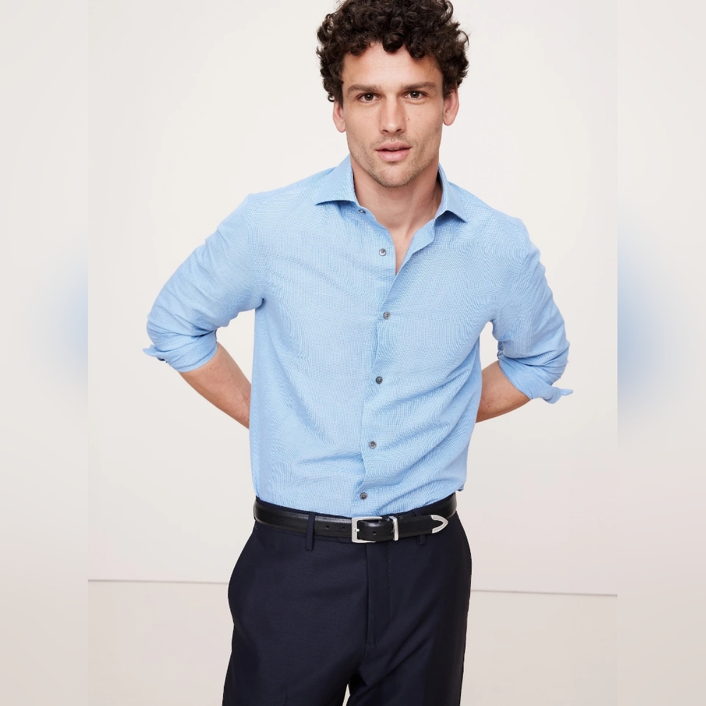 Banana Republic Slim-Fit Linen-Cotton Dress Shirt with Cutaway Collar,S.    B-42